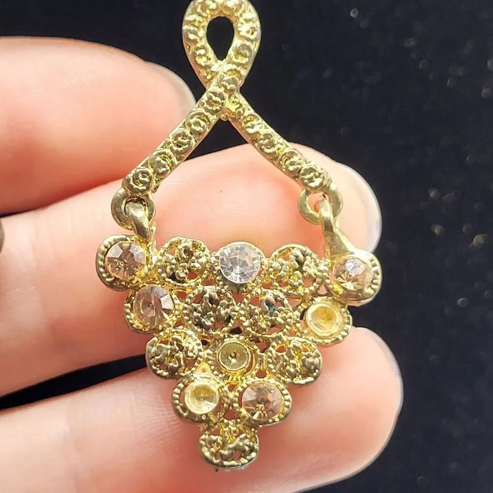 Vintage Vanecci Raw Gold Chandelier Earrrings